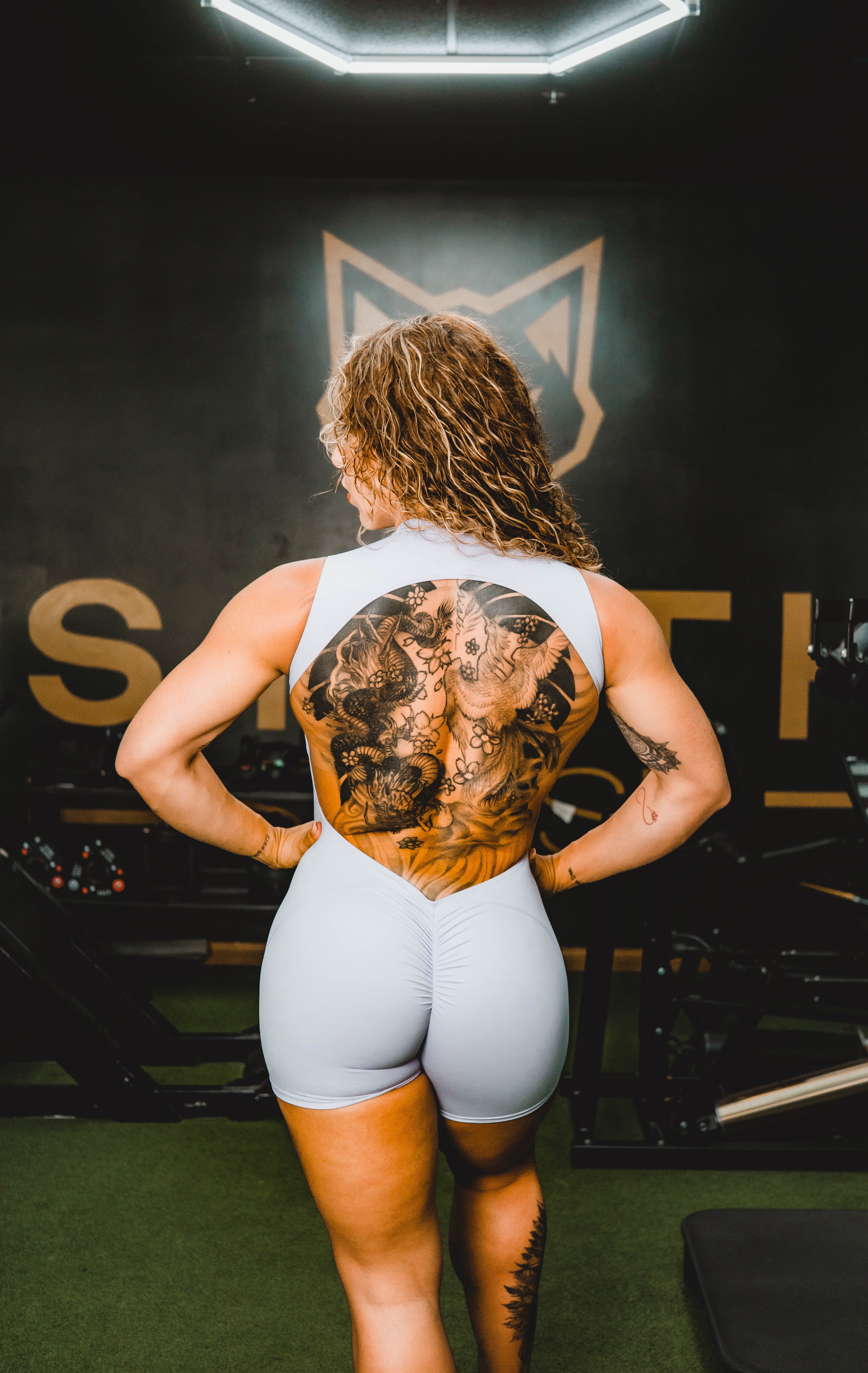 Bold Blue Bodysuit- Open Back/Shorts