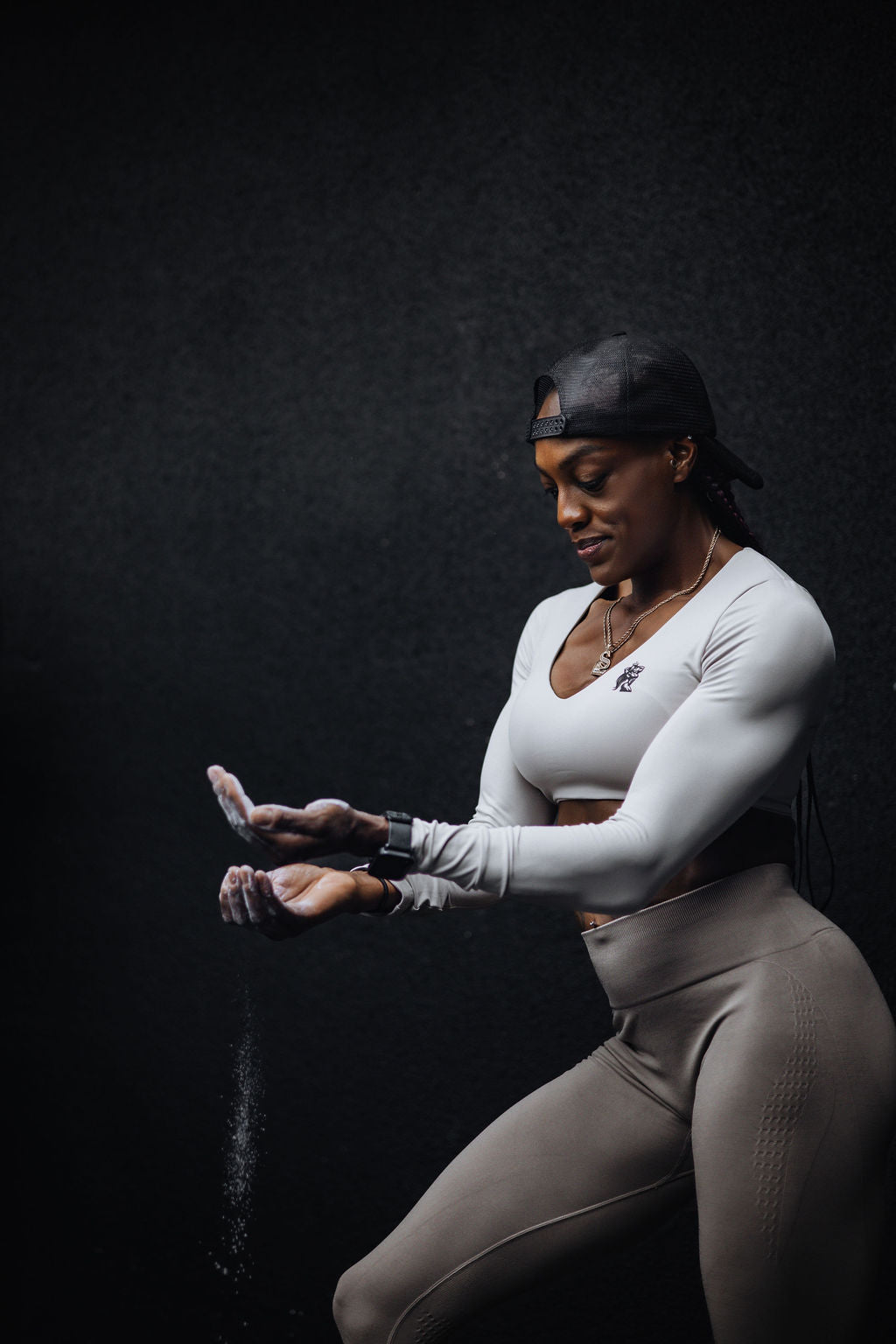 Velvet V-Crop Top Long Sleeve