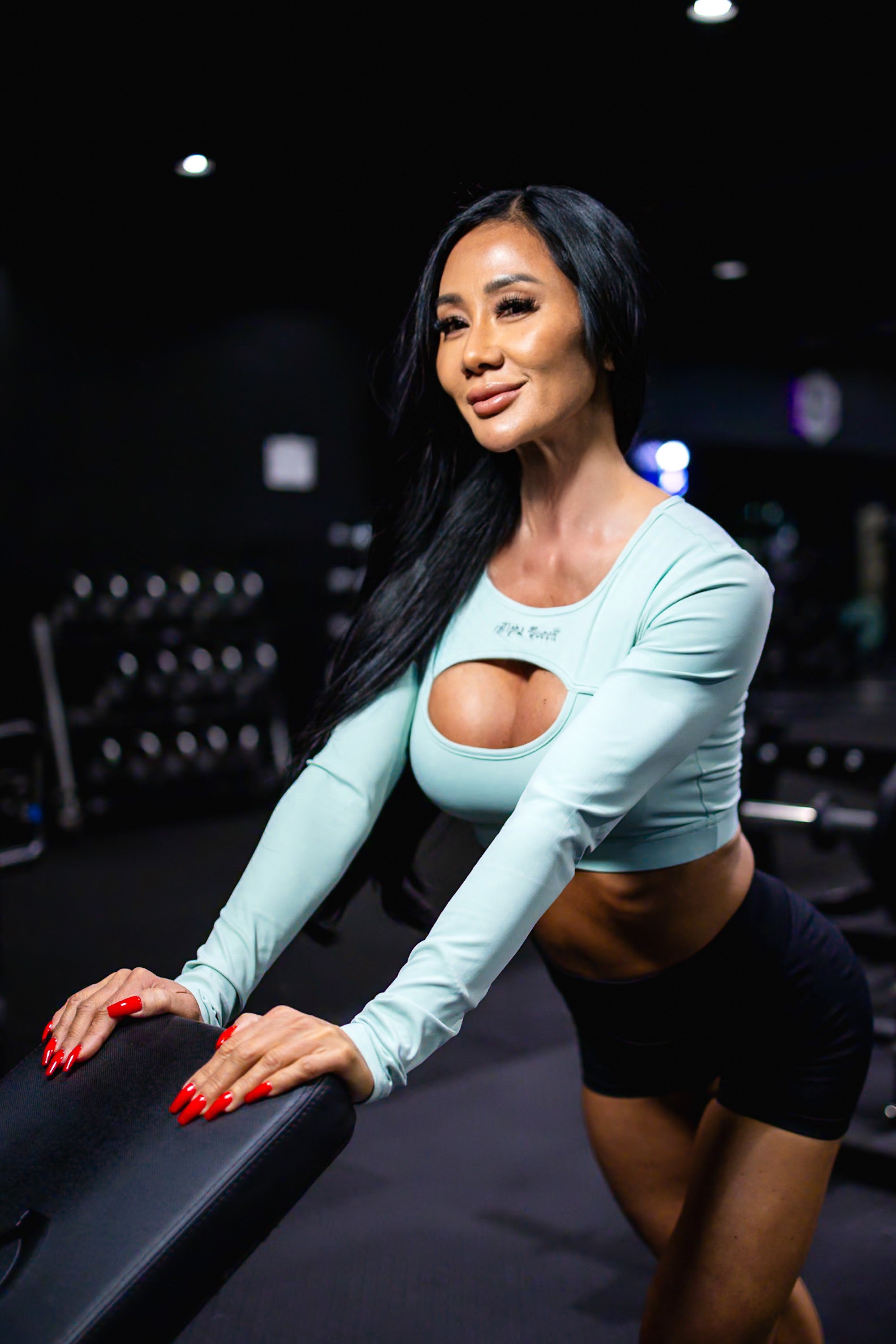 Rainbow Cut Long Sleeve Top